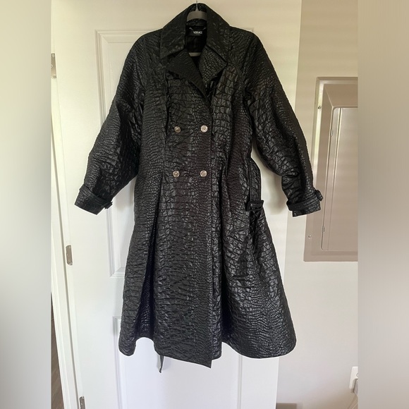 Authentic Versace Crocodile-Embossed A-Line Trench Coat - Picture 8 of 8